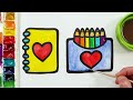 Rainbow Heart Pencils Drawing, Painting, Coloring for Kids & Toddlers | Let's Draw, Paint Together