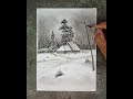 How to draw winter landscape by pencil with easy ways.