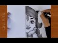How to draw little krishna half face |easy drawing for beginners | Krishna drawing | Pencil sketch
