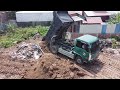 Nice Action Moments!! Komatsu Bulldozer Moving Trash and Clearing Trash In Village