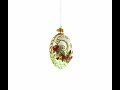 3D Flowers on White Glass Egg Ornament 4 Inches (LL-190)