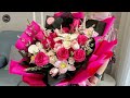 How to make Barbie Flower Bouquet | Flower Bouquet Tying & Wrapping Techniques | 螺旋花腳手綁花束 | 芭比花束包装教程
