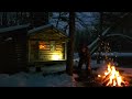 Log cabin life far from people/ Building off  Grid: Forest- Cold Winter is here #BushCraft: Outdoor