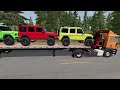 Double Flatbed Trailer Truck vs Speedbumps | Train vs Cars | Tractor vs Train | BeamNG.Drive #8