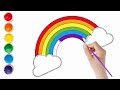 How to Draw a Rainbow and Clouds Easy With Coloring