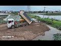 EP15 Good Job Complete 100% Bulldozer Pouring Sand Building A Dam For Filling Up Land By Sand
