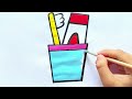 Toothbrush 🪥 and Toothpaste,Easy Drawing Painting & Coloring pages for kids