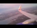 PVD Takeoff with beautiful sunrise over Narragansett Bay
