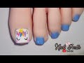 Unicornio 🦄 Diseño de uñas Pie / Muy fácil! / Uñas de los pies decoradas unicornio / Uñas celestes