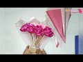 DIY | How to Make a Bouquet of Roses With Satin Ribbons Easy | Wrapping a Round Flower Bouquet