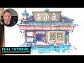 URBAN SKETCHING Tutorial For Beginners | Easy Step-by-Step Shop Front