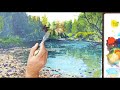 Acrylic paint - how to paint the lake in winter - landscape - for beginners