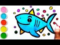 Shark Drawing, Coloring and Painting for  Kid's & Toddlers | How to Draw Cute Shark Drawing