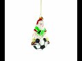 Festive Santa Seated on Soccer Ball - Blown Glass Christmas Ornament (CC-0092)