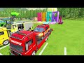 TRANSPORTING EXCAVATOR, POLICE CAR, FIRE DEPARTMENT, WHEEL LOADER TO GARAGE WITH MAN TRUCKS - FS22