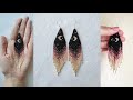 beaded earrings tutorial for beginners with double brick stitch, beaded moon earrings