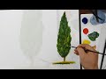 Acrylic paint teaching tree drawing - landscapes