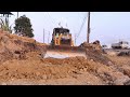 Updating Using SHANTUI SD22 Bulldozer and Huge Dump Truck 25 Ton Working Building Road Long
