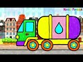 Drawing, Painting, Coloring Water Tanker for Kids & Toddlers | How to Draw, Paint Basics #233