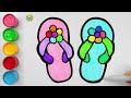 Drawing and coloring slippers for Kids and Toddlers | How to draw easy