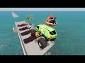 Grave Digger Freestyle, Bigfoot backflips, Racing - BeamNG High Speed Jumps