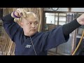 Process of making a bow. A Japanese craftsman who makes giant bows over 2 meters long.