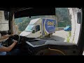 Bus trip through narrow cliff Italy