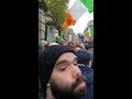 Irish Patriots sing Irish National anthem outside Leinster house (the Dail)