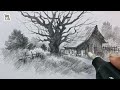 How to draw Easy Village Landscape Art with Pen Pencil | Pencil Tutorial