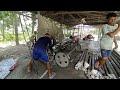 Concrete pillar production factory inside natural weather Amazing working project