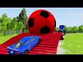 Double Flatbed Trailer Truck vs Speedbumps Train vs Cars Beamng.Drive / Flatbed Trailer