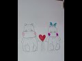 how to draw a cute couple hippopotamus 🦛        ll easy drawing for beginners ll
