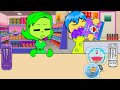 Inside Out 2- Disgust Pregnant vs Disgust Baby Convenience Store Purple Green Mukbang Animation|ASMR