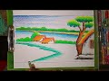 Beautiful village scenery drawing/Beautiful village scenery painting