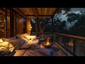 Nature White Noise | Rain Sounds, Thunder and Crackling Fireplace on the Porch for Deep Sleep | ASMR