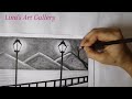 How to draw street Old Lanterns, Beautiful Night Scene by pencil sketch