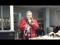 Howard Miyata tooting the new soprano trombone.