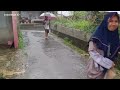 Walking during heavy rain in an Indonesian village || feel asleep instanly with the sound of rain