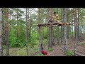 Building a Bushcraft Tree House | Building in the wild forest | Cozy TREE HOUSE