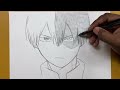 How to draw todoroki shoto step-by-step | Easy to draw