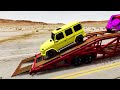 TRANSPORTING PIXAR CARS & FRUITS WITH COLORED & JOHN DEERE vs CLAAS vs TRACTORS - BeamNG.drive