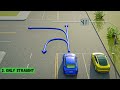 Which DIRECTION CAN The BLUE CAR GO? USA Road Rules