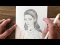 How to draw a girl with long hair step by step easy || Pencil Sketch drawing