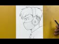 Easy anime sketch | how to draw a cool boy wearing headphones step-by-step