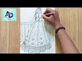 How to draw a girl wearing bridal lehenga || Back side girl drawing || Step by step || easy drawing