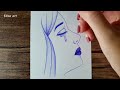 drawing sad girl with ball pen | pen drawing for beginners | girl drawing easy