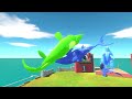 Blue Team + Blue Godzilla VS Godzilla Radiation + Green Team - Animal Revolt Battle Simulator