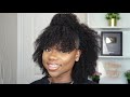 Natural Hairstyle - Half Up Half Down With Curly Bangs | Is CurlsCurls Natural Clip-in Worth Buying?