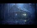 HEAVY RAIN at NIGHT on Roof to Sleep Deep and Sleep Fast ⚡ Soothing Rain to Relax & Study, ASMR