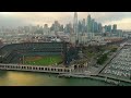 Continuous 4K Drone Shot of Oracle Park to the San Francisco Skyline to the Bay Bridge Bridge